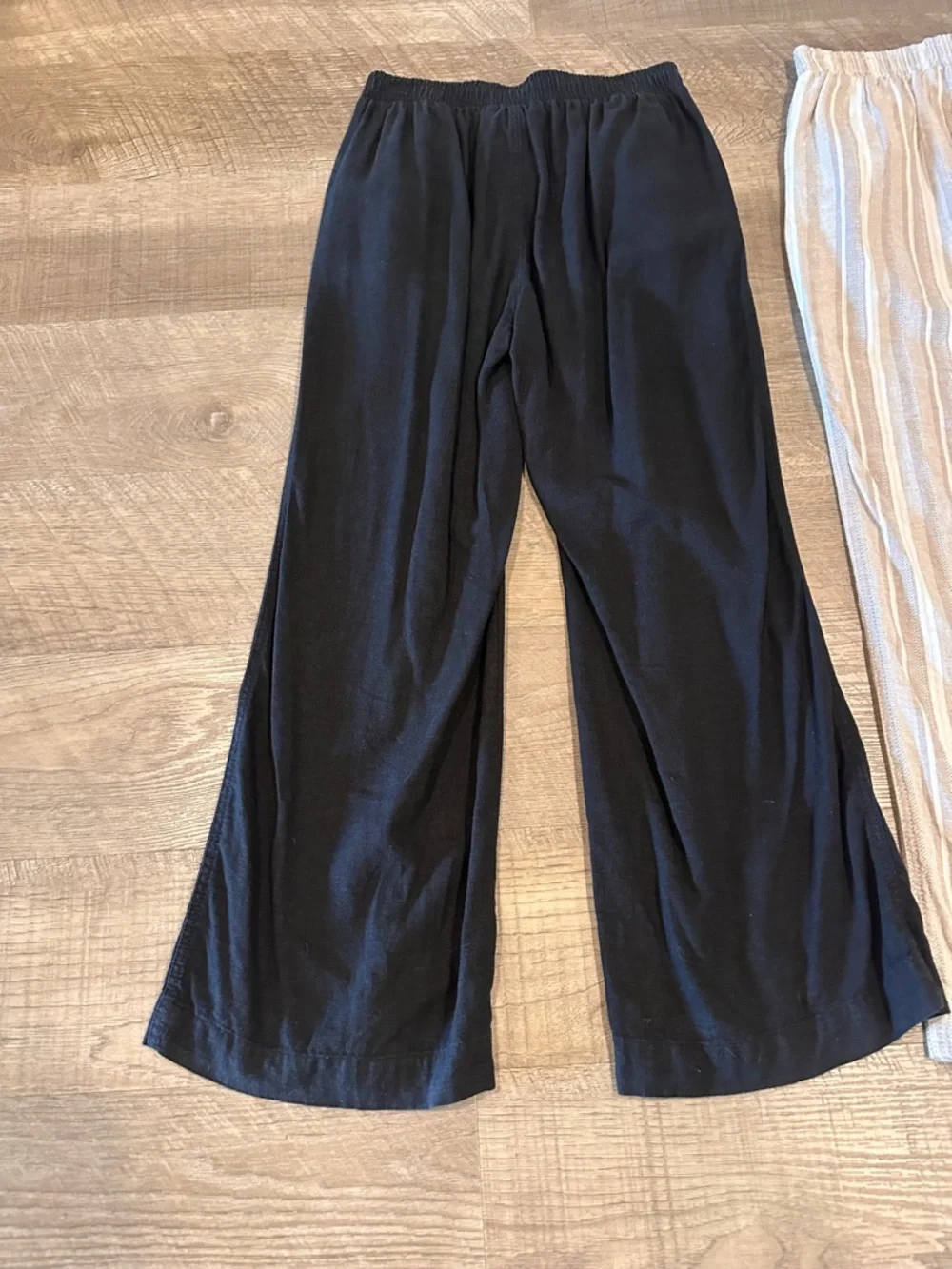 3-Briggs Women's Wide Leg Lightweight Linen Blend 2 Pockets Stripe Pants Size M. - Picture 7 of 15